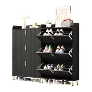 OKWISH BOTNÍK 80/23, 5/123, 5 cm černý z MDF s nastavitelnými policemi a zlatým kovovým soklem obraz