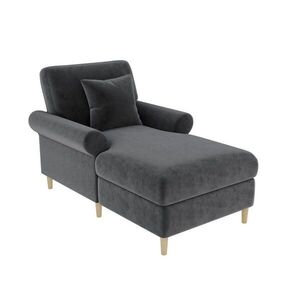 OKWISH RELAXAČNÍ křeslo 133/87/90 cm šedé ze sametu s polohou vleže a polštářem obraz