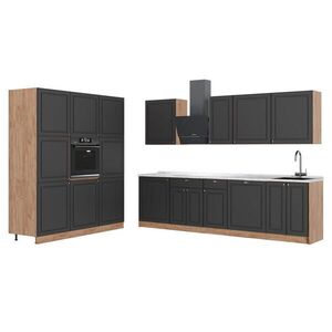 Vicco KUCHYŇSKÝ KOUT Fame-Line, Anthrazit-Gold Landhaus/Zlatý mocný dub, 460 cm, PD Mramor obraz