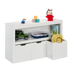 Relaxdays REGÁL Bílá dětský 3 boxy obraz