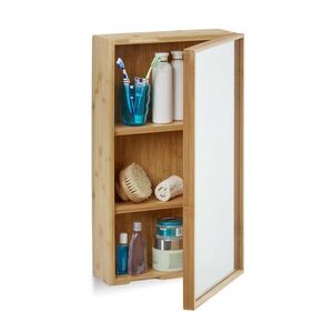Relaxdays SKŘÍŇKA Přírodní bambus se zrcadlem s dvířky 60, 5 cm obraz