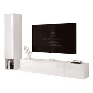 Idohome ZÁVĚSNÁ obývací stěna ANGEL LINE I s LED osvětlením BÍLÝ VYSOKÝ LESK obraz