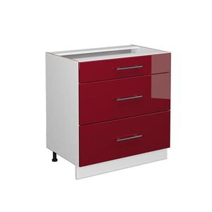 Vicco SKŘÍŇKA DO KOUPELNY Fame-Line Bordó červená vysoký lesk 80 x 82 cm se 3 zásuvkami, bez pracovní desky obraz