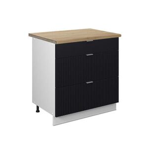 Vicco SPODNÍ SKŘÍŇKA KUCHYŇSKÉ LINKY Fame-Line Černý pruhovaný 80 cm se 3 zásuvkami, PD Dub obraz