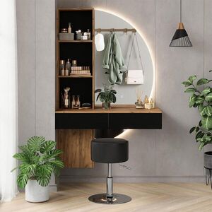 Vicco TOALETNÍ STOLEK Melora Dub/černá 100 cm se zrcadlem LED a stoličkou obraz