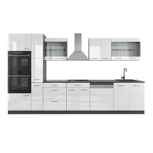 Vicco KUCHYNĚ R-Line Bílý vysoký lesk/antracit 350 cm s vysokou skříní, PD Antracit obraz