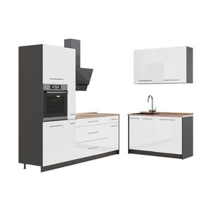 Vicco KUCHYNĚ Fame-Line, Bílá vysoký lesk/Antracit, 220 x 120 cm, PD Dub obraz