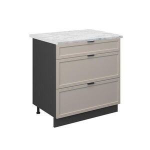 Vicco SPODNÍ SKŘÍŇKA KUCHYŇSKÉ LINKY Fame-Line GreyBeige 80 cm se 3 zásuvkami, PD Mramor obraz