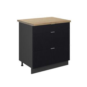 Vicco SPODNÍ SKŘÍŇKA KUCHYŇSKÉ LINKY Fame-Line Černý pruhovaný 80 cm se 3 zásuvkami, PD Dub obraz