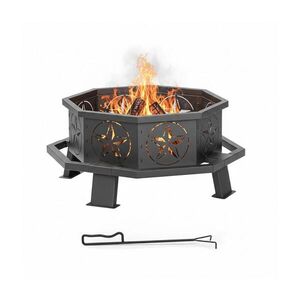 Relaxdays OHNIŠTĚ Černé Ocel Hvězdný motiv 82 cm obraz