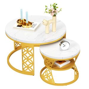 OKWISH KONFERENČNÍ stolek, moderní sada skládacích stolků 70/70/45 cm + 45/45/37 cm s kontrastním barevným designem obraz