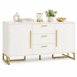 STILVORA KUCHYŇSKÁ SKŘÍŇ bílá, 2 dvířka, 3 zásuvky, do jídelny, obývacího pokoje a kuchyně, 145×40×75 cm obraz
