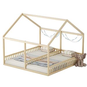 FLIEKS JEDNOLŮŽKO 90x200cm Přírodní Plochá Postel Domeček 2v1 obraz