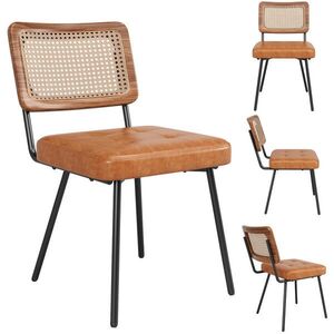 FLIEKS JÍDELNÍ ŽIDLE V SADĚ 4 KS EKO KŮŽE RATTAN RETRO obraz