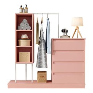 FLIEKS ŠATNÍ SKŘÍŇ 140 cm Růžová Set Komoda Tyč Moderní obraz