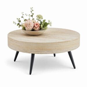 STILVORA KONFERENČNÍ STŮL v černé a přírodní barvě s dekorem dřeva do obýváku 70x70x35, 5 cm obraz
