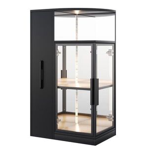 FLIEKS VITRÍNA LED 112cm Černá ESG Sklo Výsuvná obraz