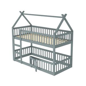 STILVORA PALANDA 90/200 cm, šedá, se schody a dvířky, masivní dřevo, loftový design obraz