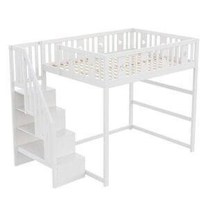 FLIEKS PATROVÁ POSTEL 140x200cm Masivní Dřevo Schody Bílá obraz