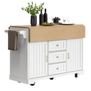 Redom KUCHYŇSKÝ ostrůvek 120/40/95 cm s výklopnou deskou a úložným prostorem, mobilní provedení, Bílá obraz