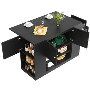Redom KUCHYŇSKÝ ostrůvek 140/40/90 cm se sklápěcí deskou, úložným prostorem a kovovými úchyty z MDF, Černá obraz