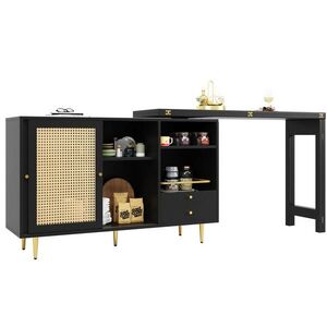 Redom BAROVÝ stůl 107/40/71, 4 cm otočný o 360° a rozkládací s úložným prostorem, z MDF, Černá obraz