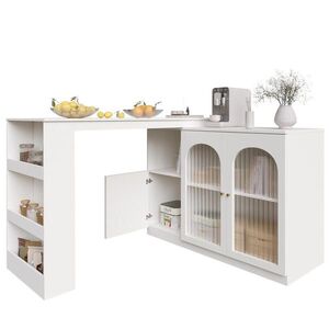 Redom BAROVÁ skříňka 120/40/97 cm s 360° otočným modulem, skleněnými dvířky a úložným prostorem z MDF, Bílá obraz