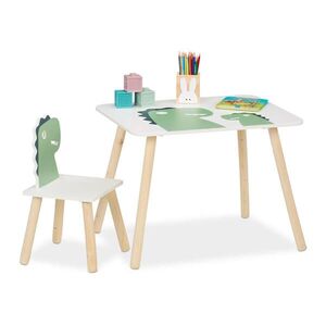Relaxdays SOUPRAVA bílá zelená 2-dílná Dino stůl židle obraz