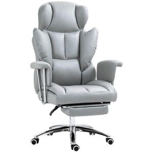 HOMCOM KANCELÁŘSKÁ ŽIDLE s polohovací funkcí, ergonomická kancelářská židle, otočná židle světle šedá obraz