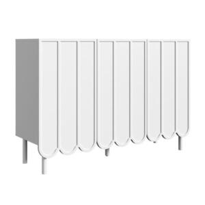 Urban Meuble KOMODA mdf v bílé barvě se zvlněnými dvířky, push-to-open & nastavitelnými policemi obraz