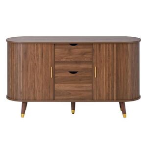 Urban Meuble SIDEBOARD ořech kulatý 140 cm posuvná dvířka zásuvky obraz