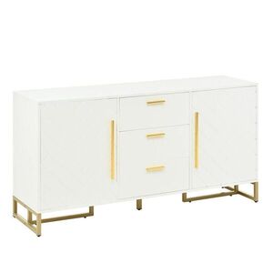 Urban Meuble SIDEBOARD v bílé a zlaté se 2 dvířky a 3 zásuvkami obraz