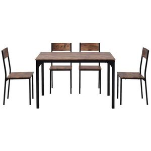 Urban Meuble JÍDELNÍ SESTAVA ve vintage hnědé a kovu se 4 židlemi a prostorově úsporným designem obraz