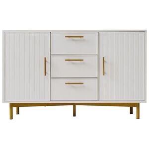 Urban Meuble SIDEBOARD dřevotříska bílý s drážkovaným čelem, 2 dvířky a 3 zásuvkami obraz