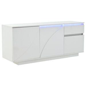 Urban Meuble SIDEBOARD bílý vysoký lesk s LED a 3 dvířky 1 zásuvkou 140×40×60 cm obraz
