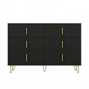 Urban Meuble SIDEBOARD černý zlatý 120 cm 6 zásuvek moderní obraz