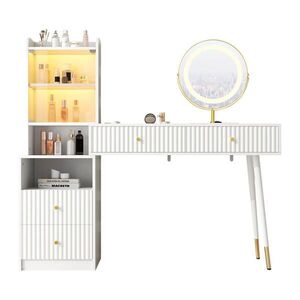 Urban Meuble TOALETNÍ STOLEK bílý, 3barevné LED zrcadlo obraz