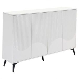 Urban Meuble SIDEBOARD bílý a 3D drážkovaný design se 4 dvířky obraz