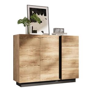 Urban Meuble SIDEBOARD 120 cm přírodní dřevo a černá se 4 zásuvkami a 2 dvířky v moderním stylu obraz