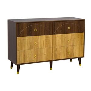 Urban Meuble SIDEBOARD 120 cm v tmavě hnědé a přírodní se 6 zásuvkami obraz