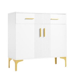 Urban Meuble SIDEBOARD 80 cm bílý se 2 dvířky, 2 zásuvkami a kovovými nožičkami pro předsíň a obývací pokoj obraz