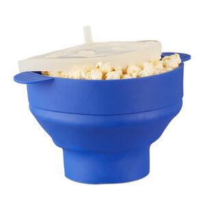 Relaxdays POPCORNOVAČ Modrá do mikrovlnky obraz