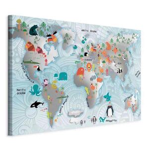 artgeist MALBA NA PLÁTNĚ, zvířata, stromy, mapa světa, 60/40/1, 2 cm obraz