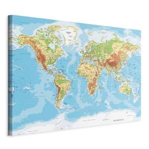 artgeist MALBA NA PLÁTNĚ, mapa světa, 90/60/1, 2 cm obraz