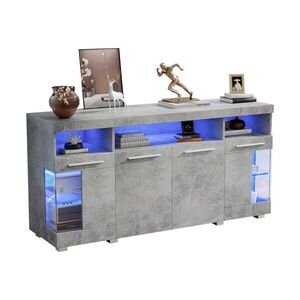 STILVORA KUCHYŇSKÁ SKŘÍŇ šedá s LED osvětlením a 3 přihrádkami, do jídelny a obýváku, 140×40×70 cm obraz