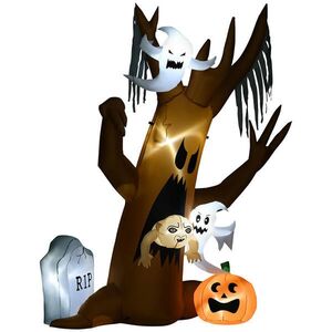 HOMCOM 240 cm nafukovací strom duchů, halloweenská dekorace s LED osvětlením obraz