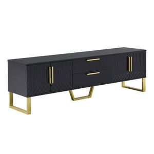 Urban Meuble TV STOLEK 170 cm, černý vysoký lesk a zlatá obraz