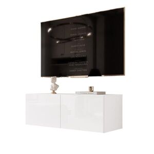 Idohome ZÁVĚSNÁ TV skříňka ANGEL 100 cm s osvětlením BÍLÁ VYSOKÝ LESK obraz