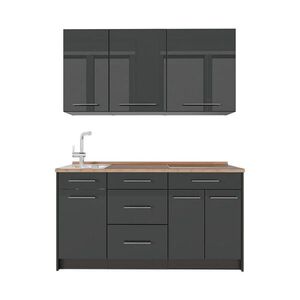 Vicco JEDNOTKOVÁ KUCHYNĚ Fame-Line, Antracitový vysoký lesk/Antracit, 150 cm, PD Dub obraz