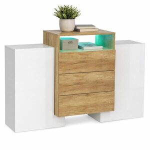 STILVORA KUCHYŇSKÁ SKŘÍŇ bílá, LED světelné efekty, do obývacího pokoje a ložnice, 140×30×77, 5 cm obraz
